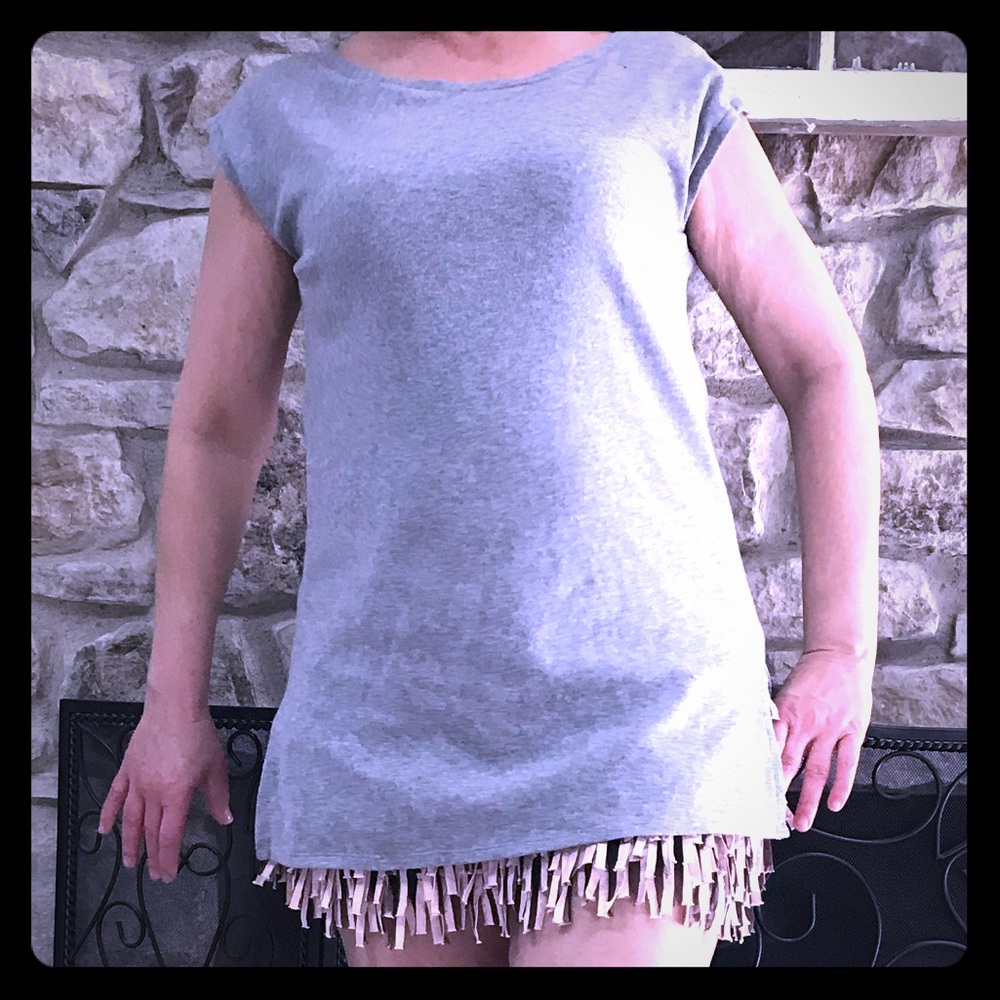 Sachin + Babi gray dress w/ fringe NWOT size 6